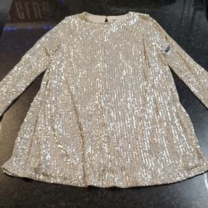 Melrose and Market Cream And Silver Sequin Top